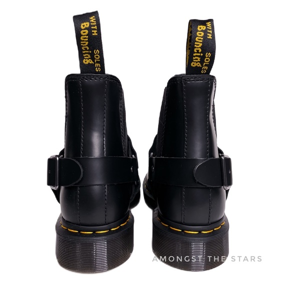 Dr. Martens Wincox Polished Smooth Leather Harness Buckle Black Chelsea Boots - Picture 14 of 16